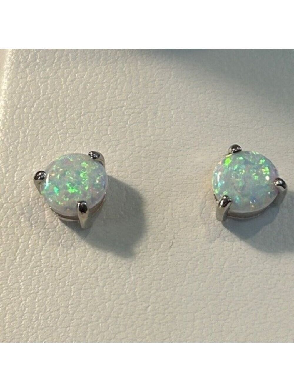 2.20 CT Round, lab created opal on sterling silver posts